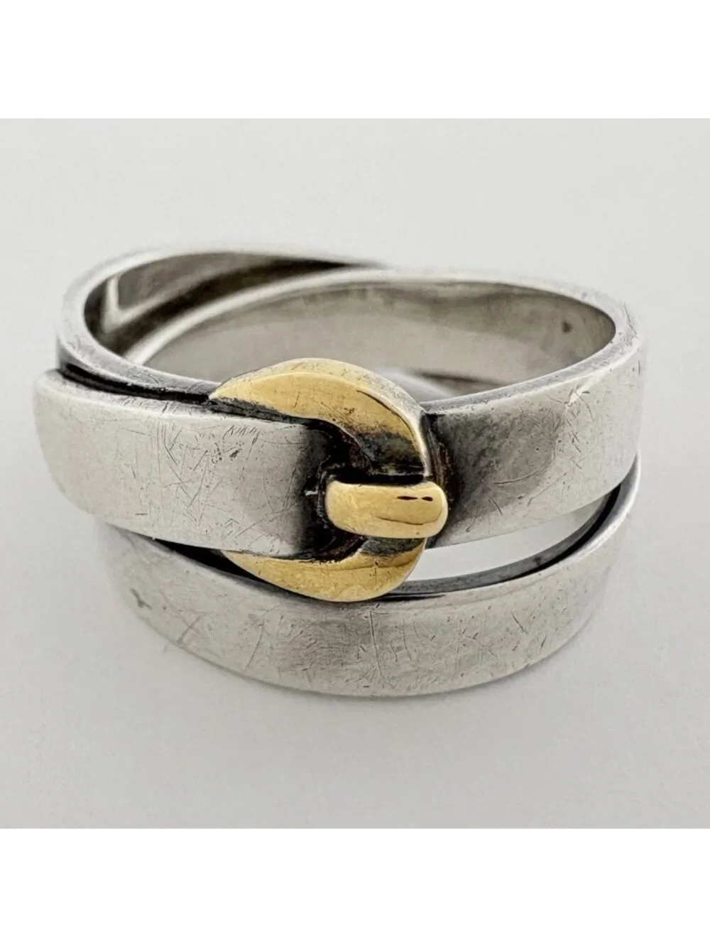 Hermes Ceinture Ring Belt Motif 18k Silver Gold